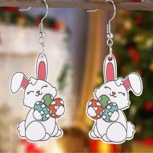 Cartoon Rabbit Easter Egg Acrylic Drop Dangle Earrings